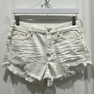 Free People White Cutoff Shorts High Rise Sz 26
